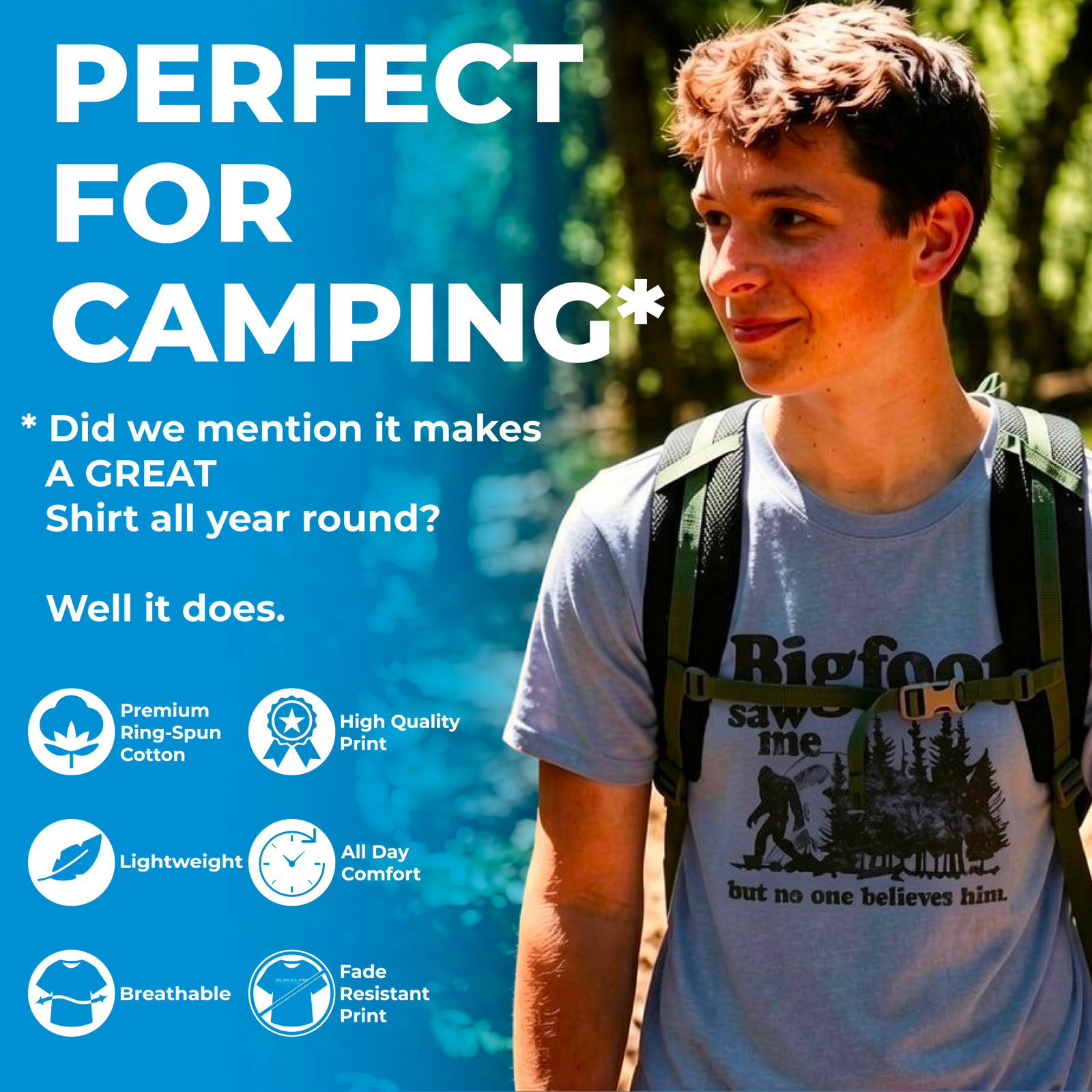Mens Funny T Shirts National Parks After Dark Sarcastic Bigfoot Alien Graphic