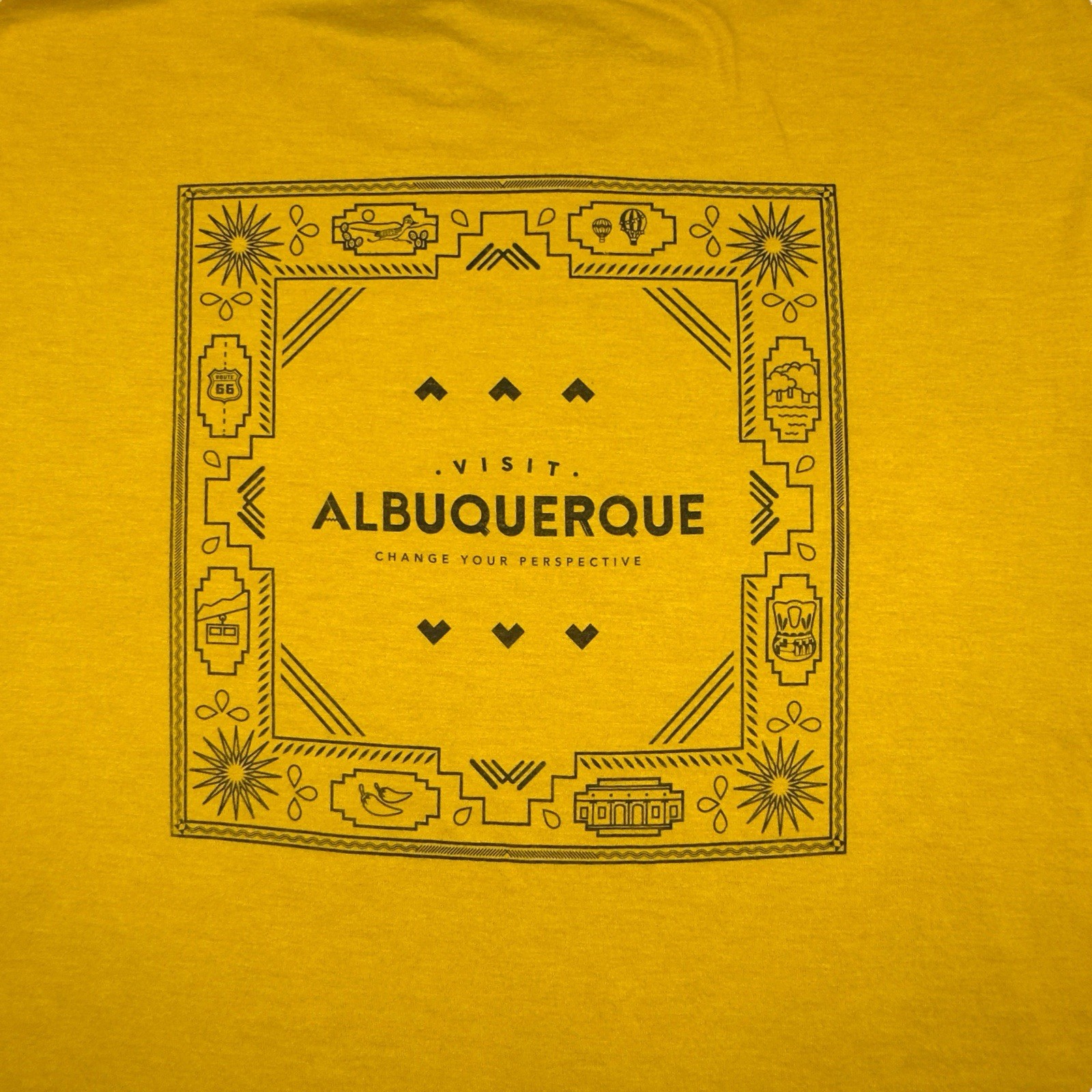 Visit Albuquerque Graphic T-Shirt Size L Yellow Tri-Blend Tourist Promo Tee