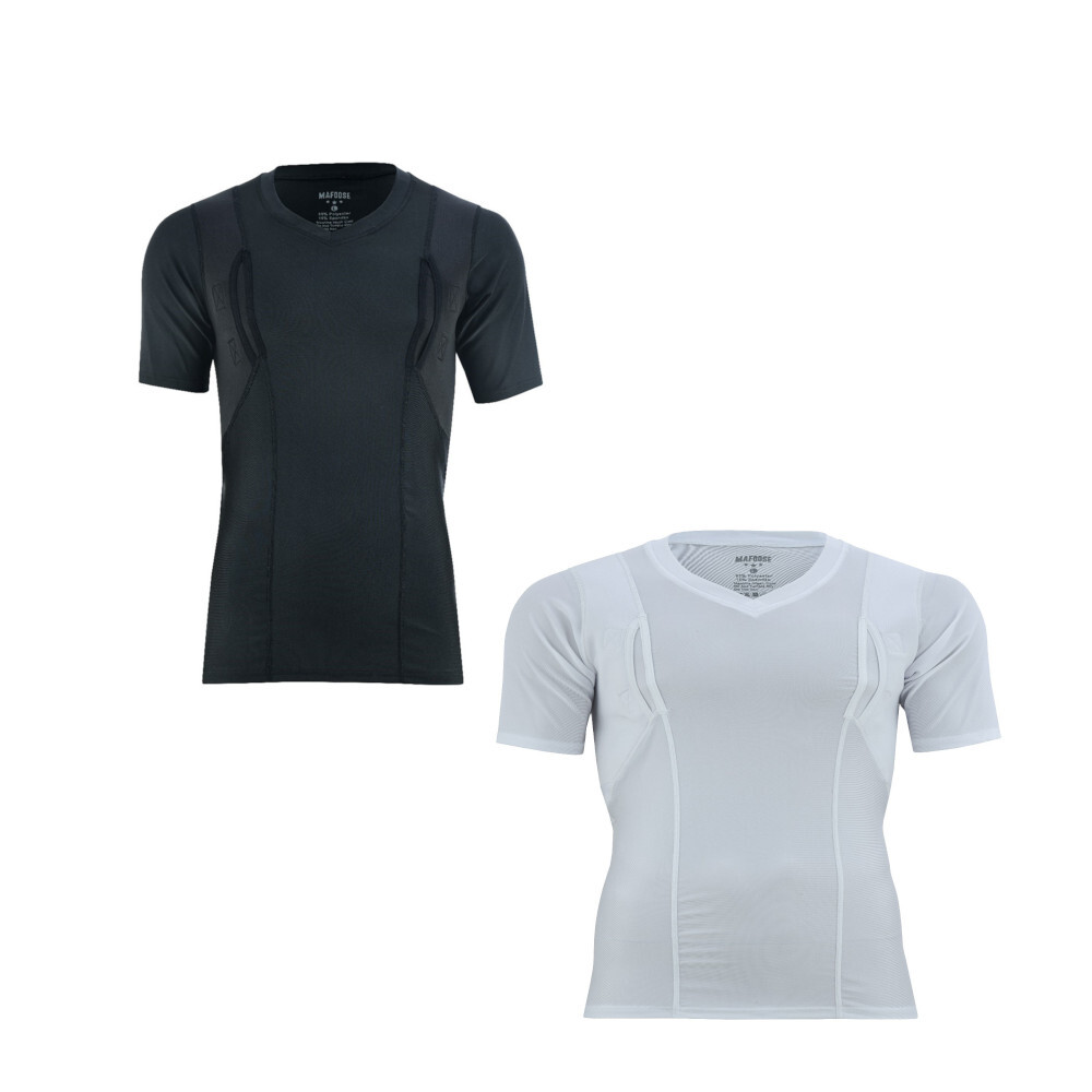 Mafoose V Neck CCW Concealed Carry Holster Shirt with Pockets Medium to 4XL