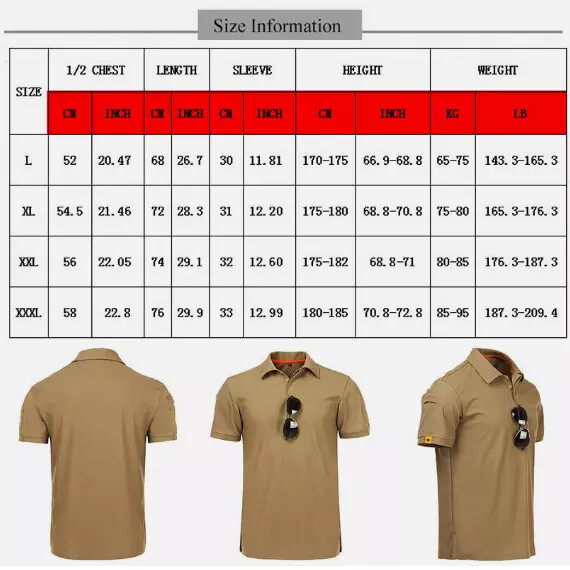 Mens Polo Shirts Short Sleeve Casual Quick Dry Team Tactical Combat Work Golf