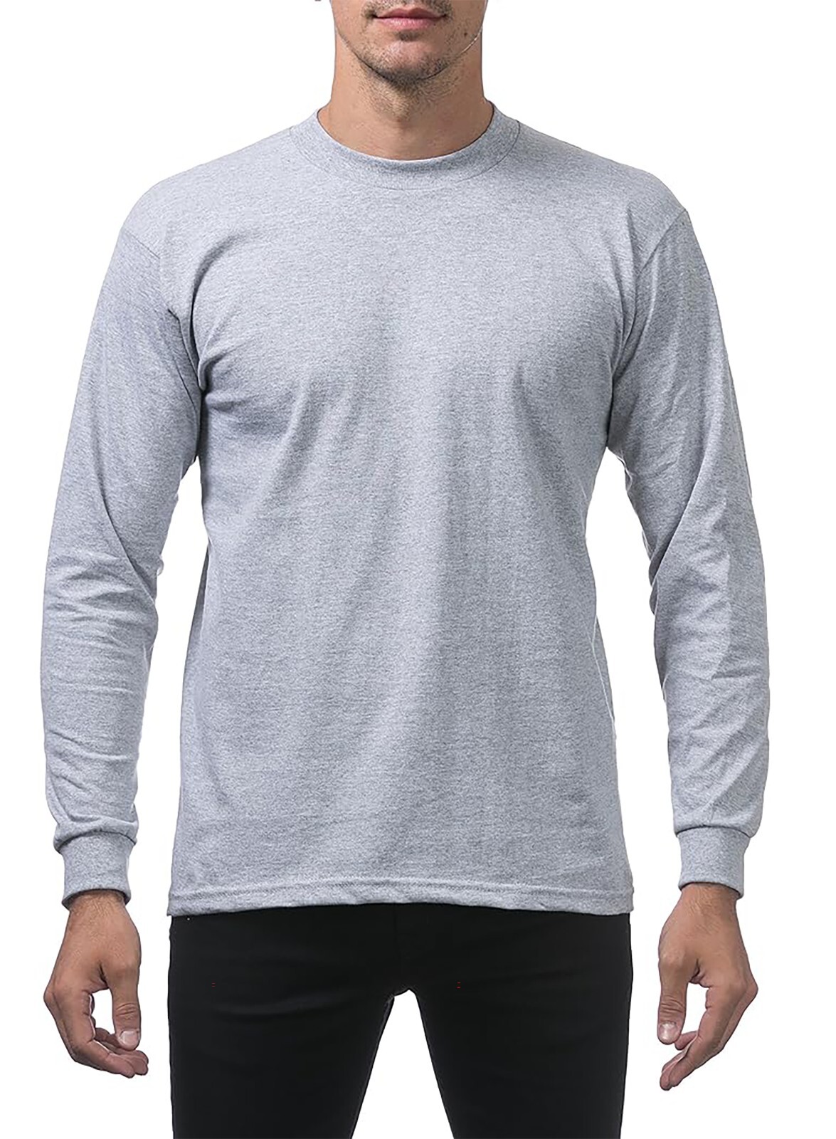 Pro Club Men’s 3-Pack Heavyweight Cotton Long Sleeve Crew Neck T-Shirt