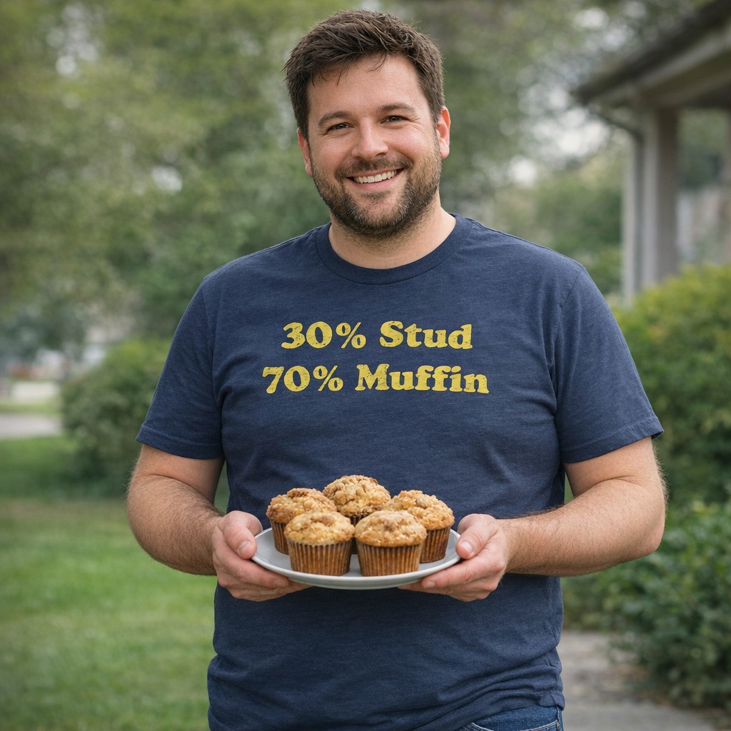 Mens 30% Stud 70% Muffin Tshirt Funny Dating Relationship Graphic Novelty Tee