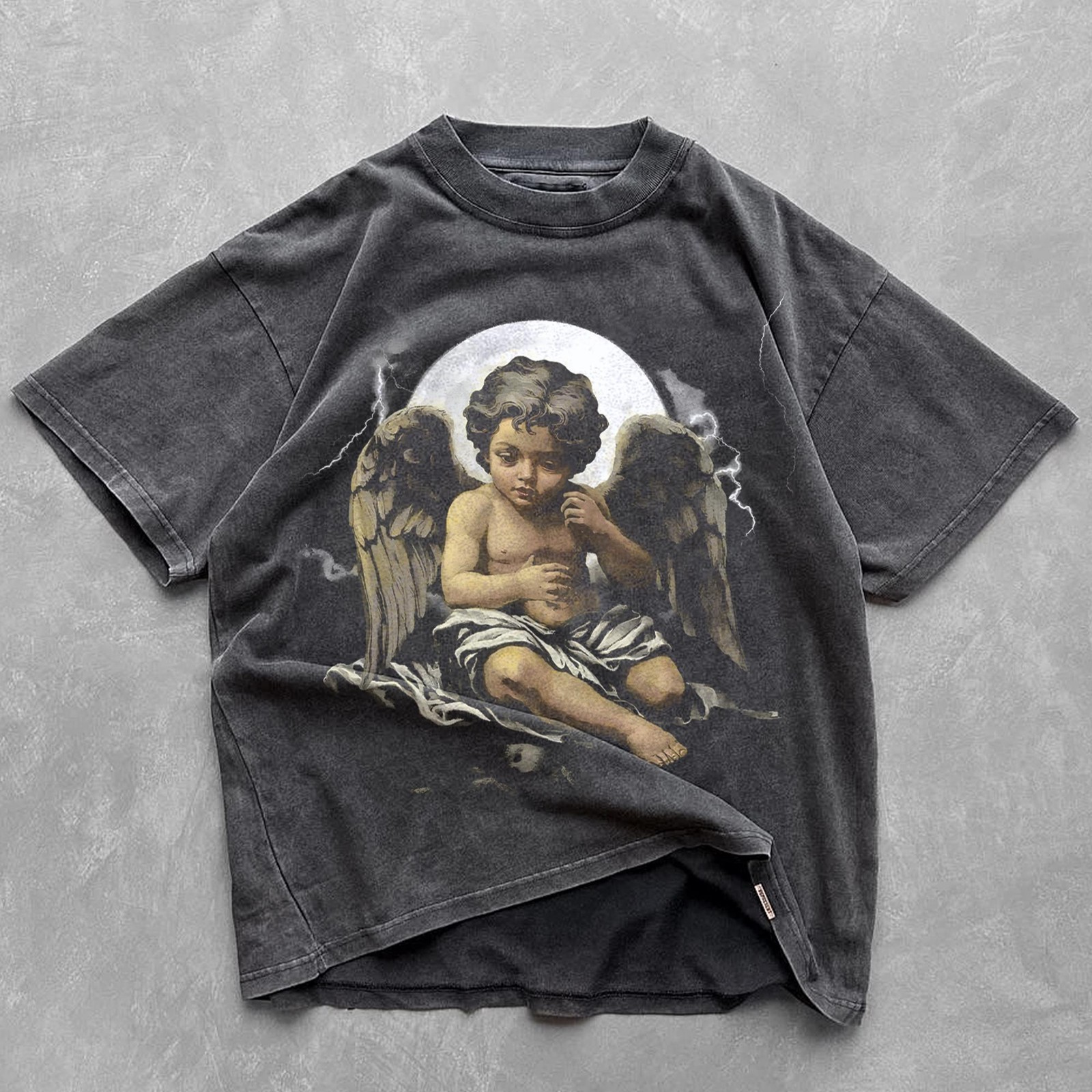 Vintage Praying Baby Angel Shirt Catholic Christian Cherub Graphic Tee