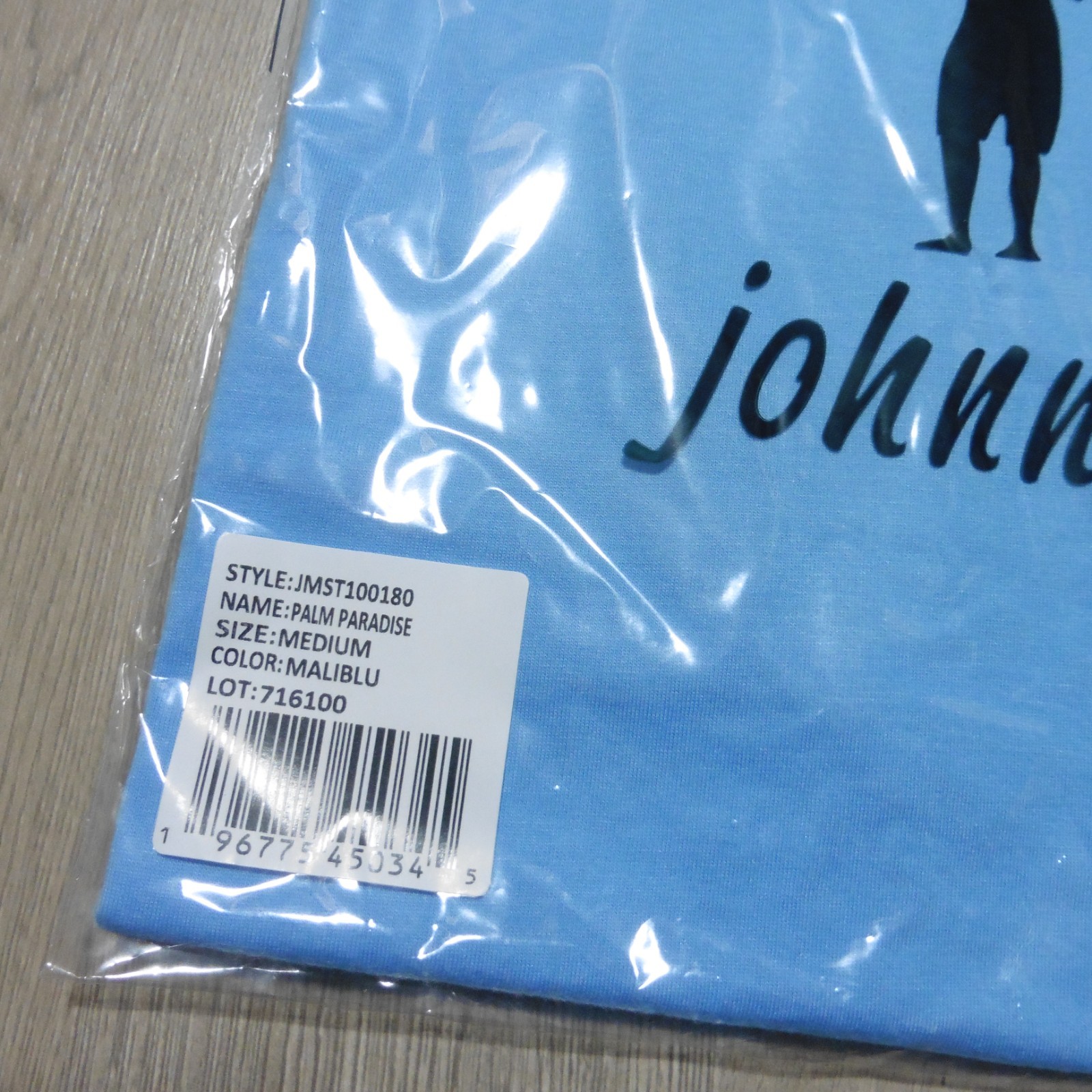 JOHNNIE O Mens M MEDIUM T SHIRT PALM PARADISE MALIBLU GOLF BLUE SANTA MONICA TEE