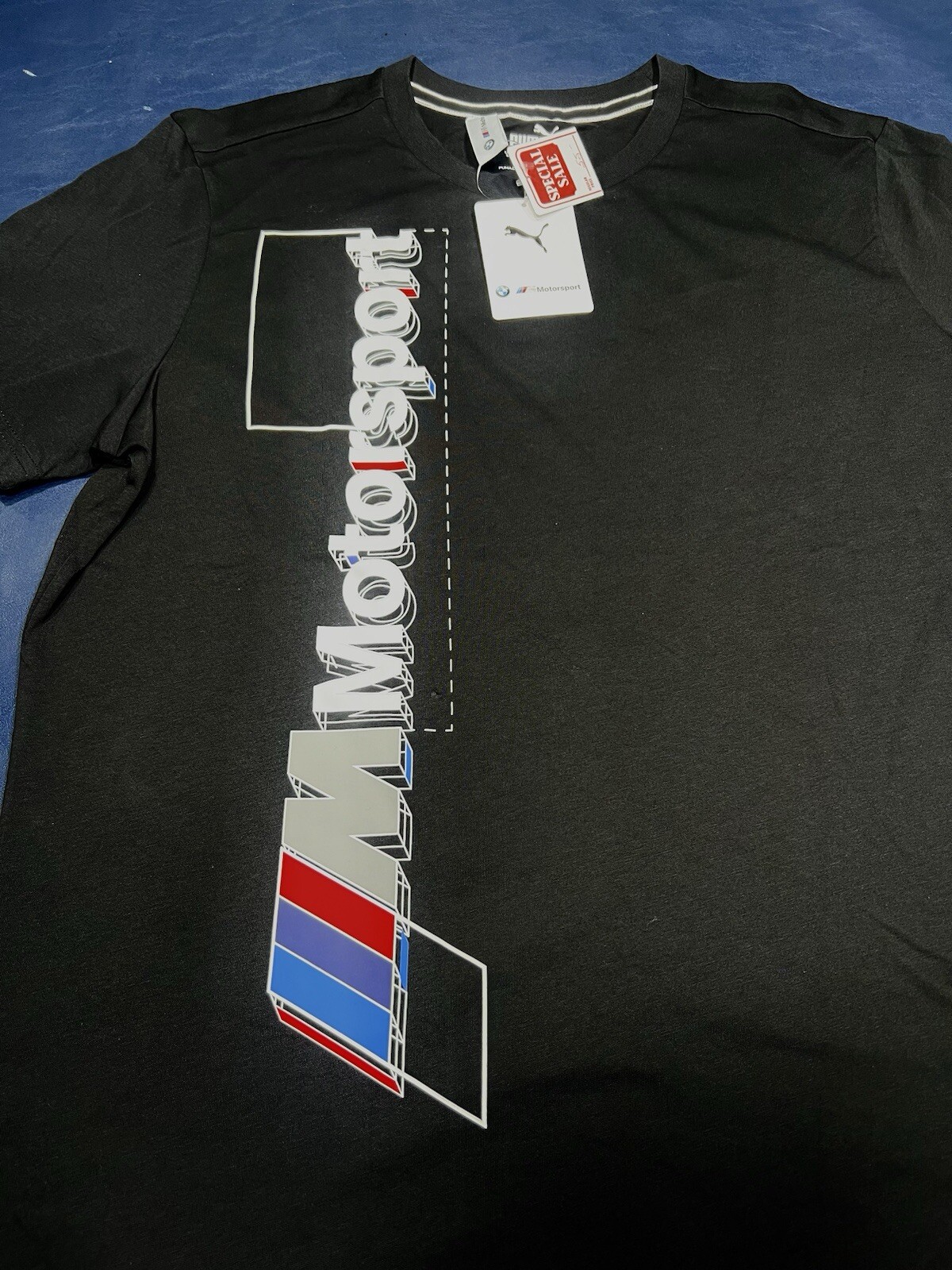 PUMA BMW MOTORSPORT MMS ESSENTIAL VERTICAL & BACK LOGO SHIRT MEN’S SIZE XL, NWT!