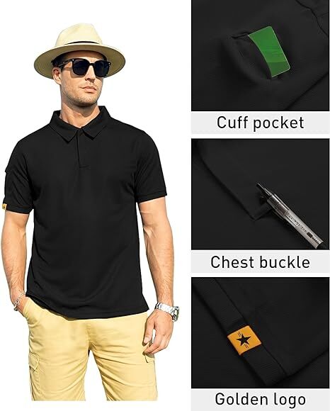 Mens Polo Shirts Short Sleeve Casual Quick Dry Team Tactical Combat Work Golf