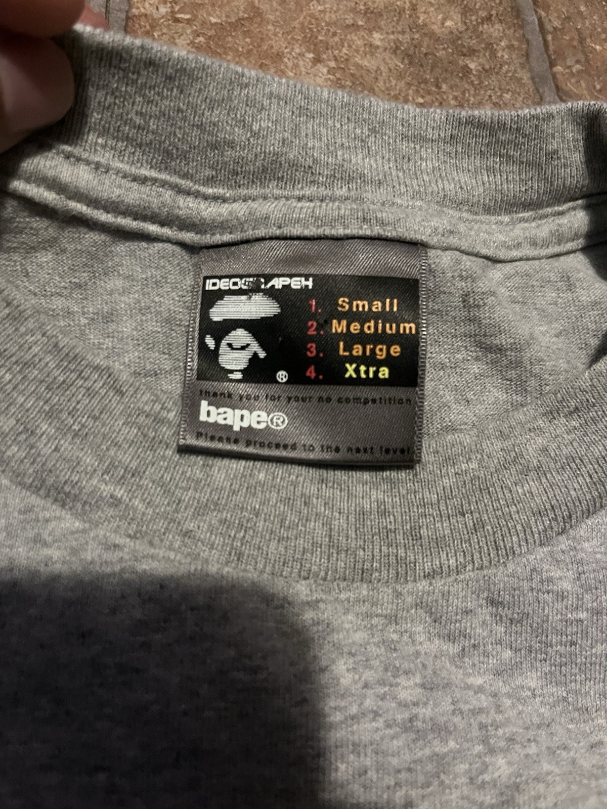 A Bathing Ape BAPE Gray Ape Head Logo Graphic Cotton Knit Tee Crew Neck L