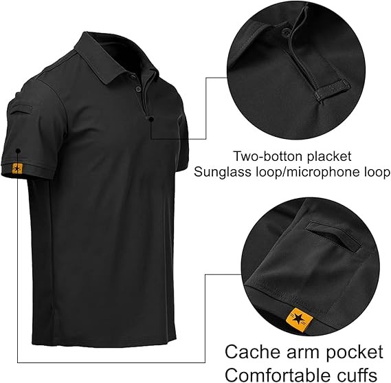 Mens Polo Shirts Short Sleeve Casual Quick Dry Team Tactical Combat Work Golf