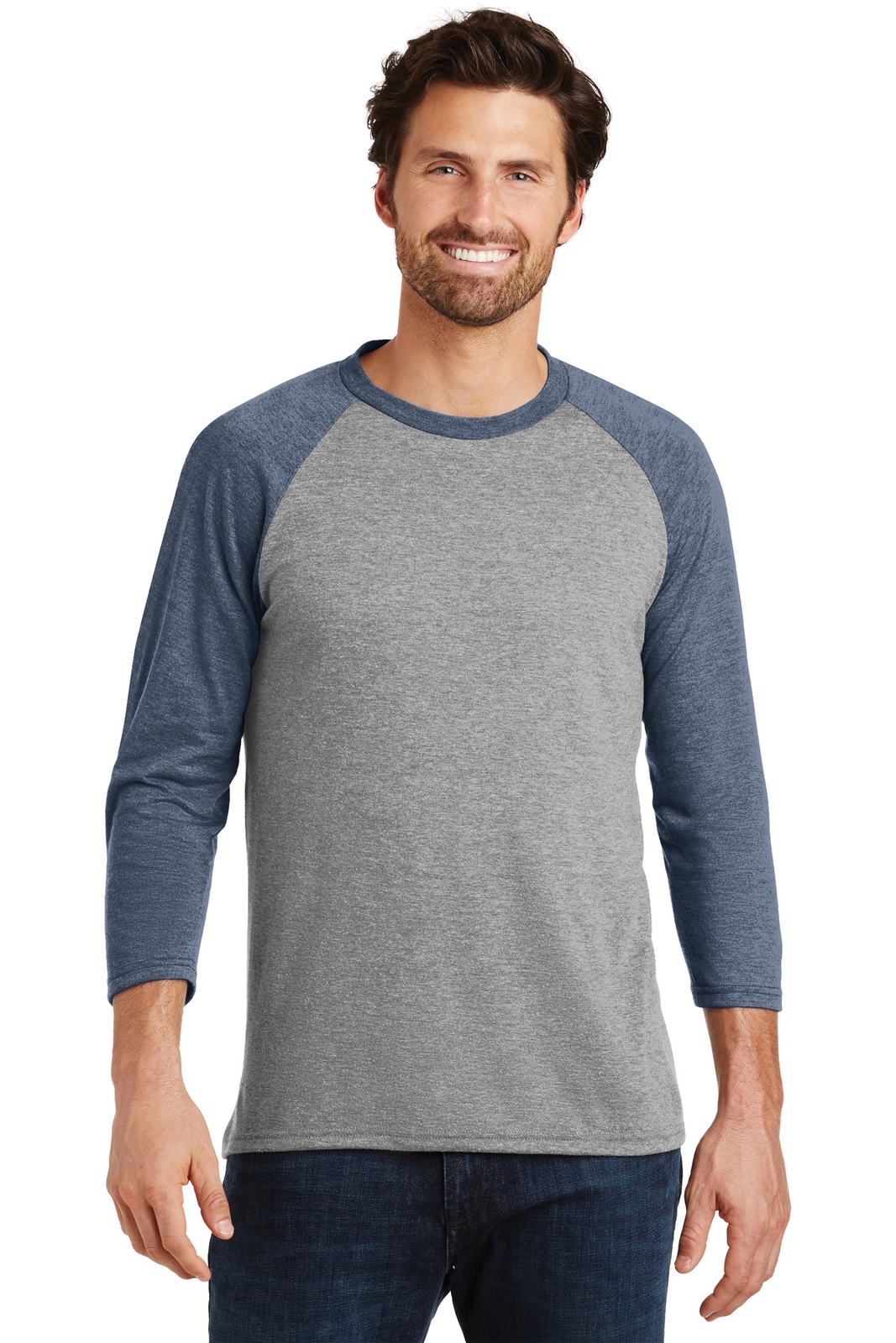 District Made Mens Perfect Tri 3/4-Sleeve Raglan DM136
