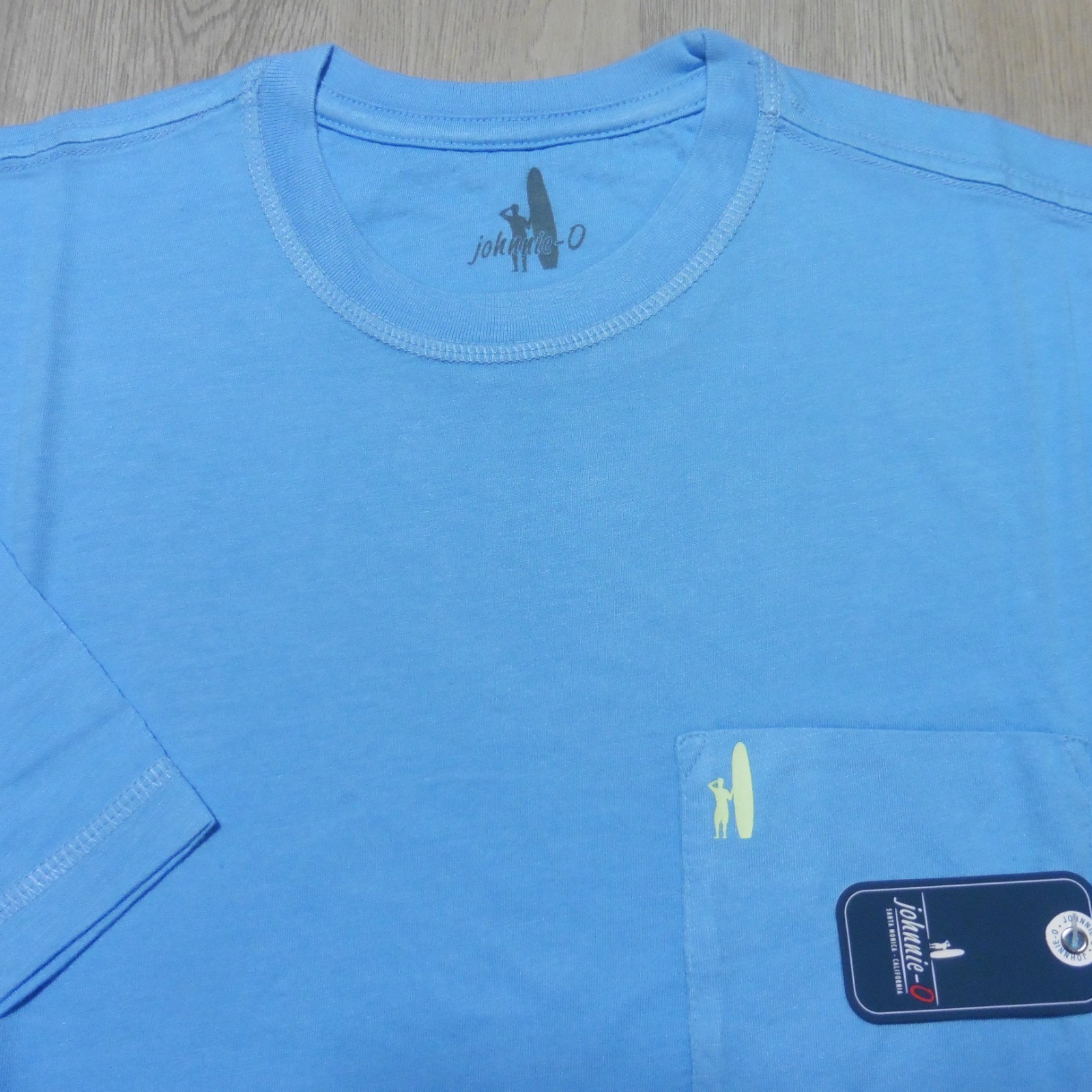 JOHNNIE O Mens M MEDIUM T SHIRT PALM PARADISE MALIBLU GOLF BLUE SANTA MONICA TEE