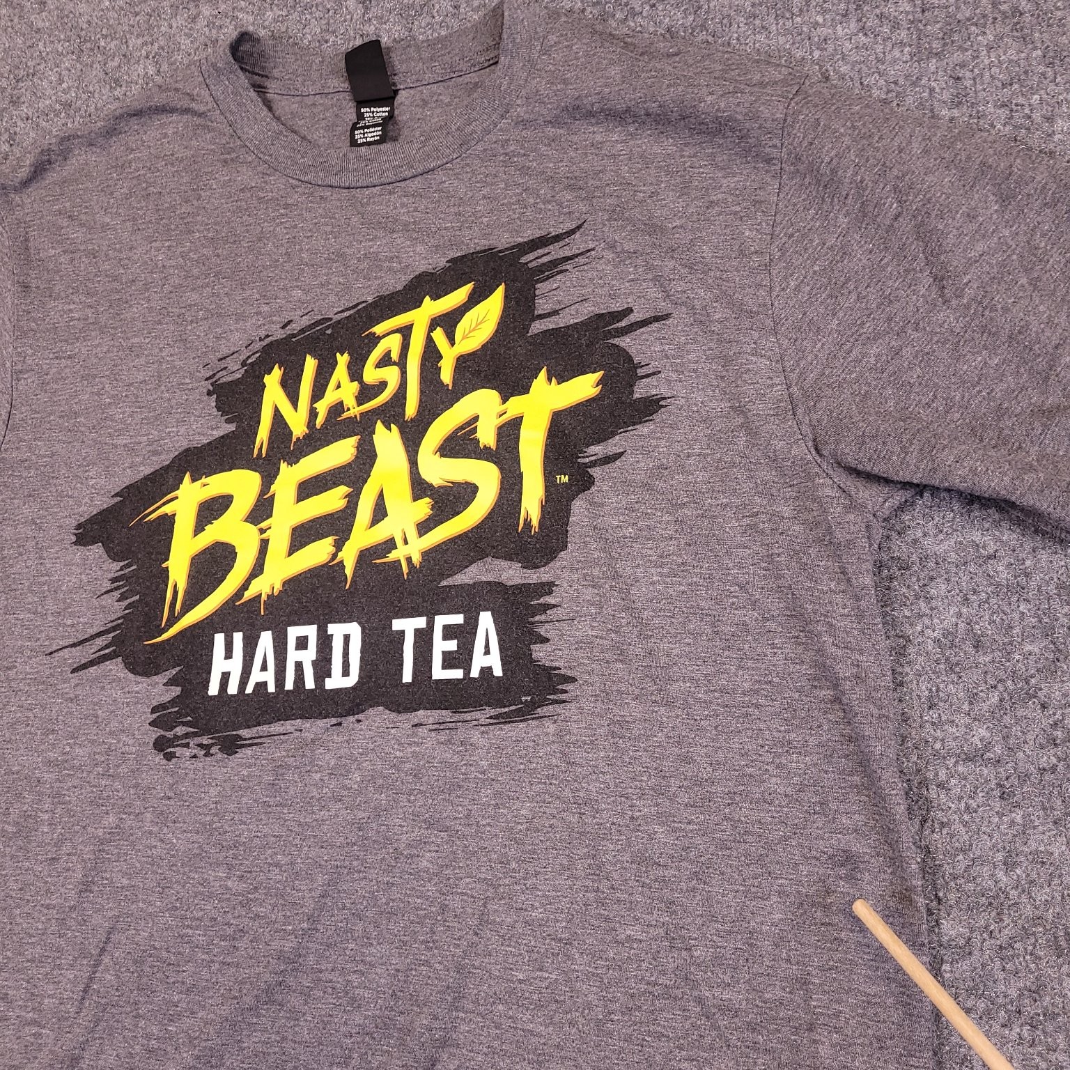District T-Shirt Men’s Heather Grey S Nasty Beast Hard Tea Tri-Blend Monster