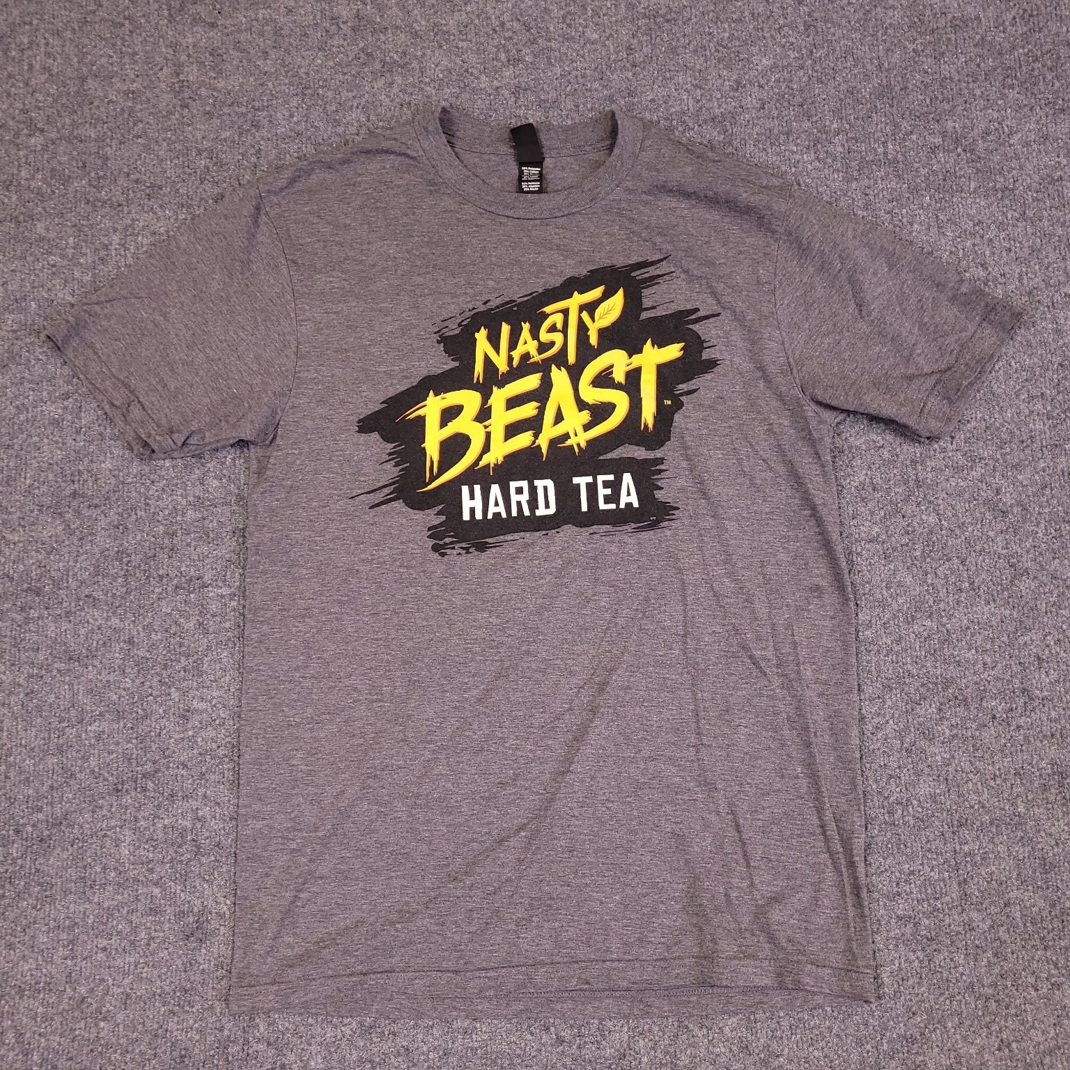 District T-Shirt Men’s Heather Grey S Nasty Beast Hard Tea Tri-Blend Monster