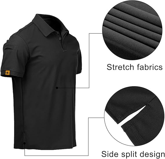 Mens Polo Shirts Short Sleeve Casual Quick Dry Team Tactical Combat Work Golf