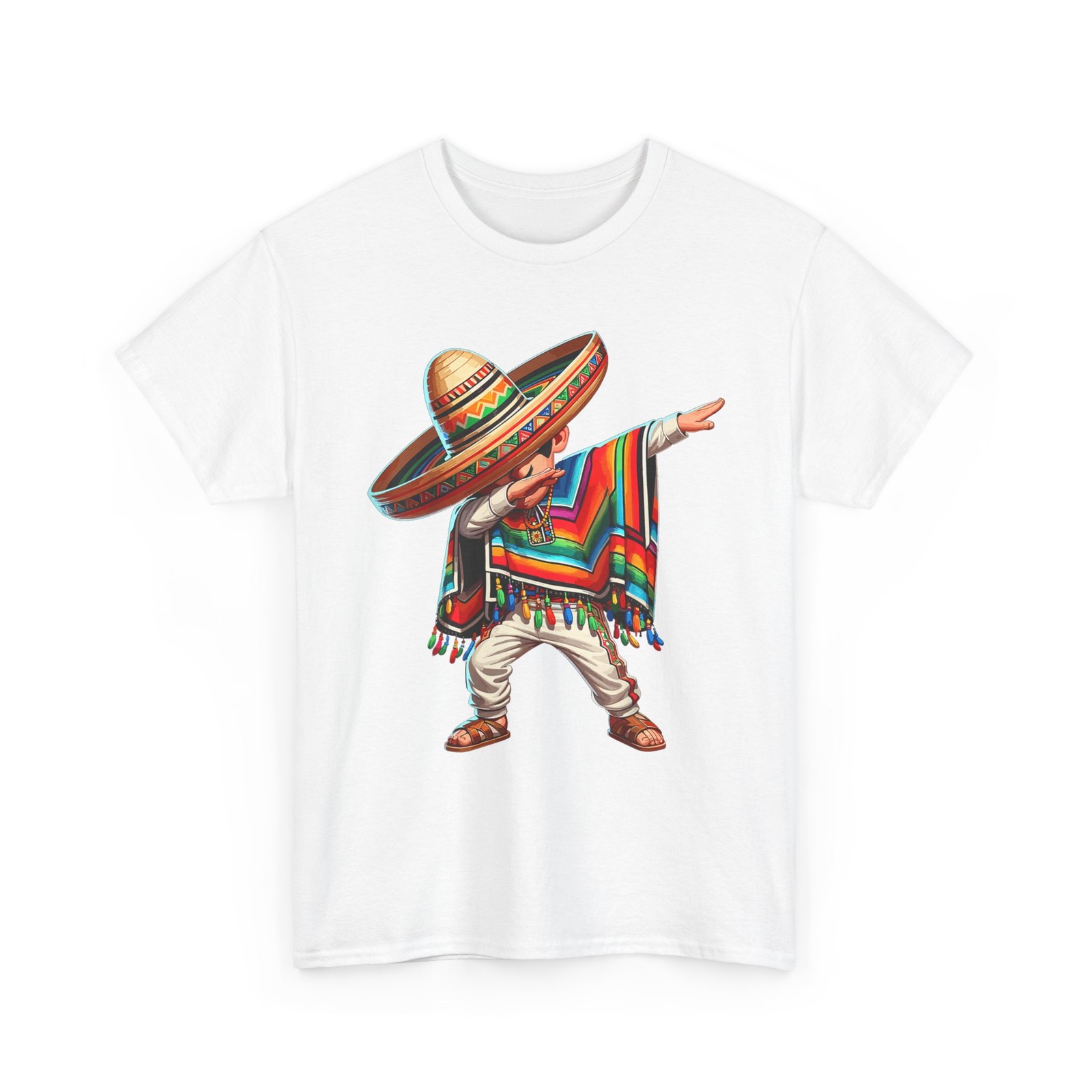 Mexican Boy Dabbing in Poncho Cinco de Mayo T-Shirt for Men and Women