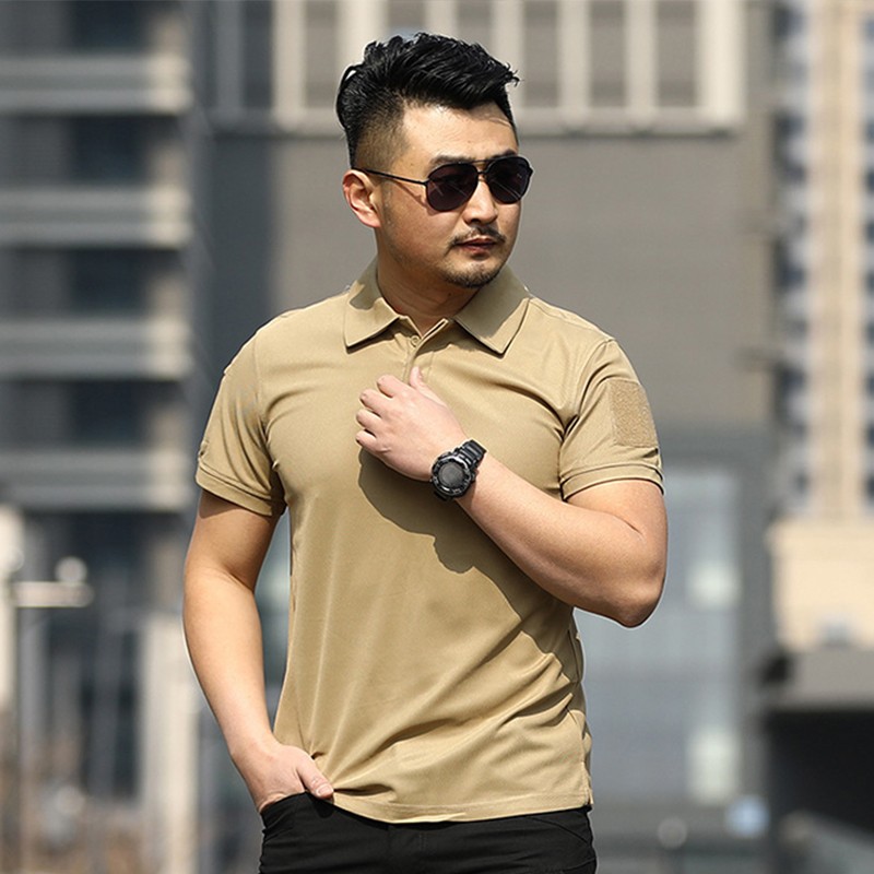 Mens Polo Shirts Short Sleeve Casual Quick Dry Team Tactical Combat Work Golf
