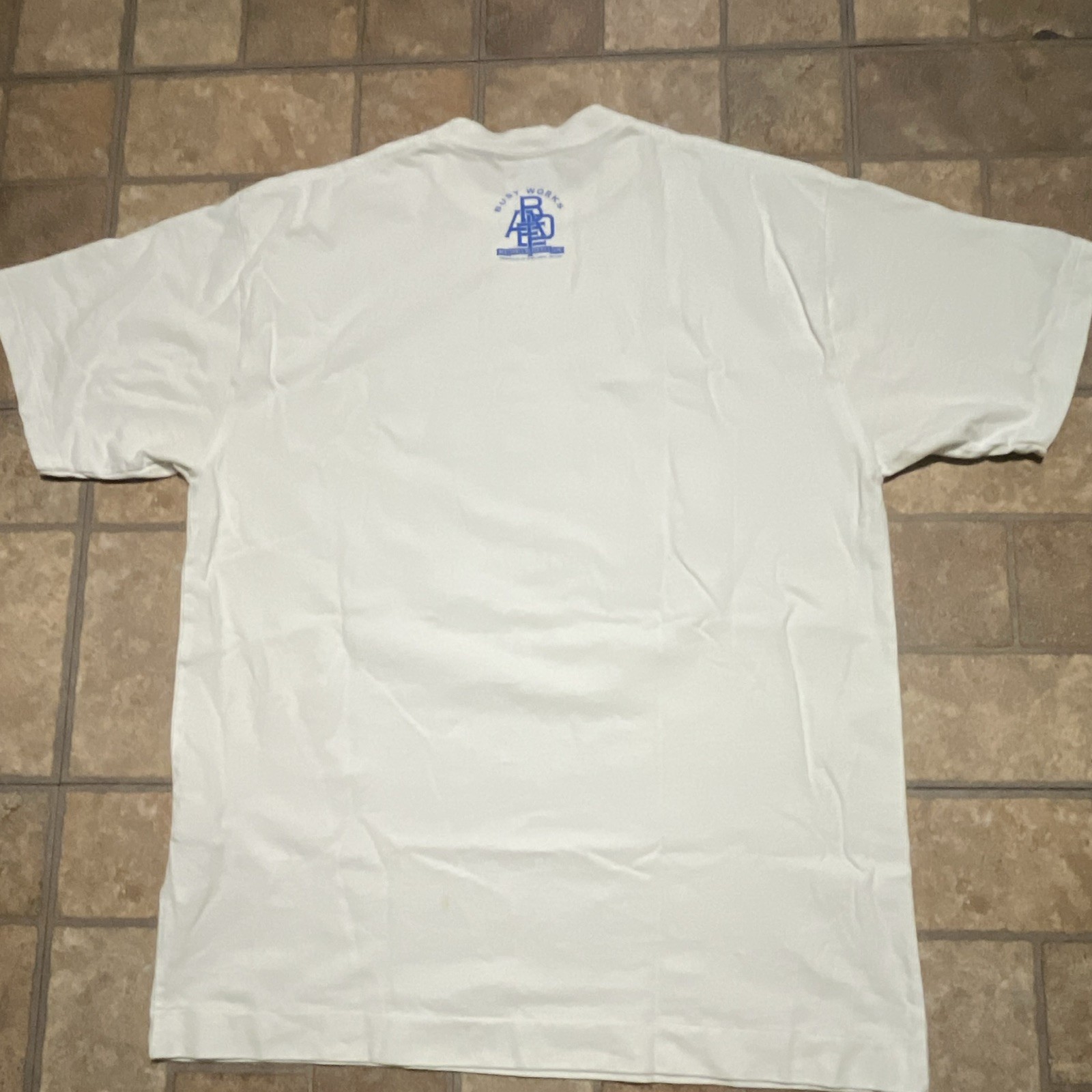 A Bathing Ape BAPE Baby Milo White Logo Graphic Cotton Knit Tee Crew Neck L