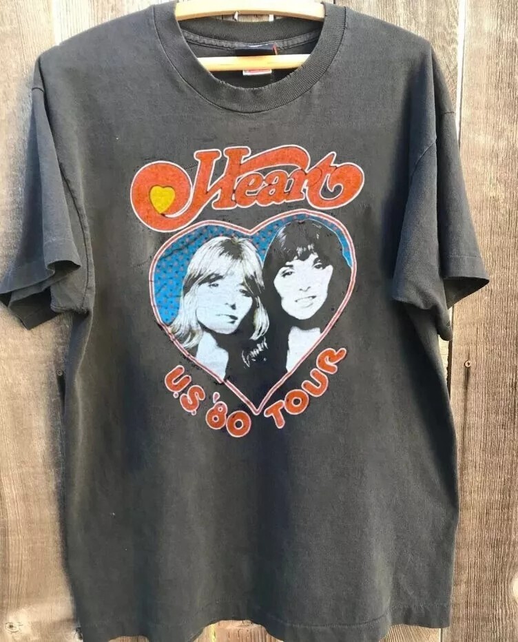 Heart Band Shirt, Heart Band Basic Charcoal Unisex T-shirt Reprint S-5XL