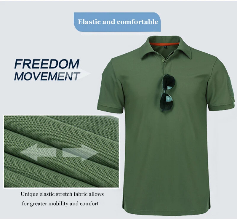 Mens Polo Shirts Short Sleeve Casual Quick Dry Team Tactical Combat Work Golf
