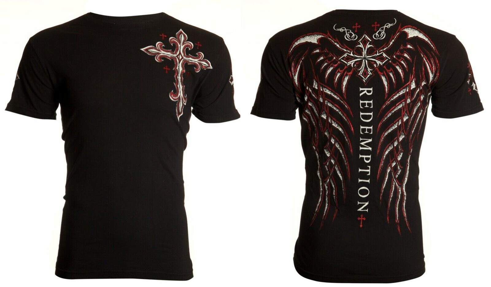 ARCHAIC by AFFLICTION Mens T-shirt Spine Wings Black Regular Fit S-2XL