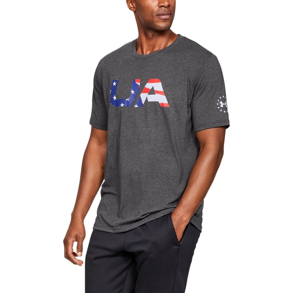 Under Armour 1333352 Men’s UA Freedom Big Flag USA T-Shirt, Graphite, 2X-Large