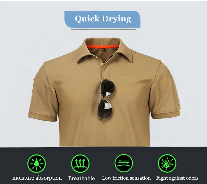 Mens Polo Shirts Short Sleeve Casual Quick Dry Team Tactical Combat Work Golf
