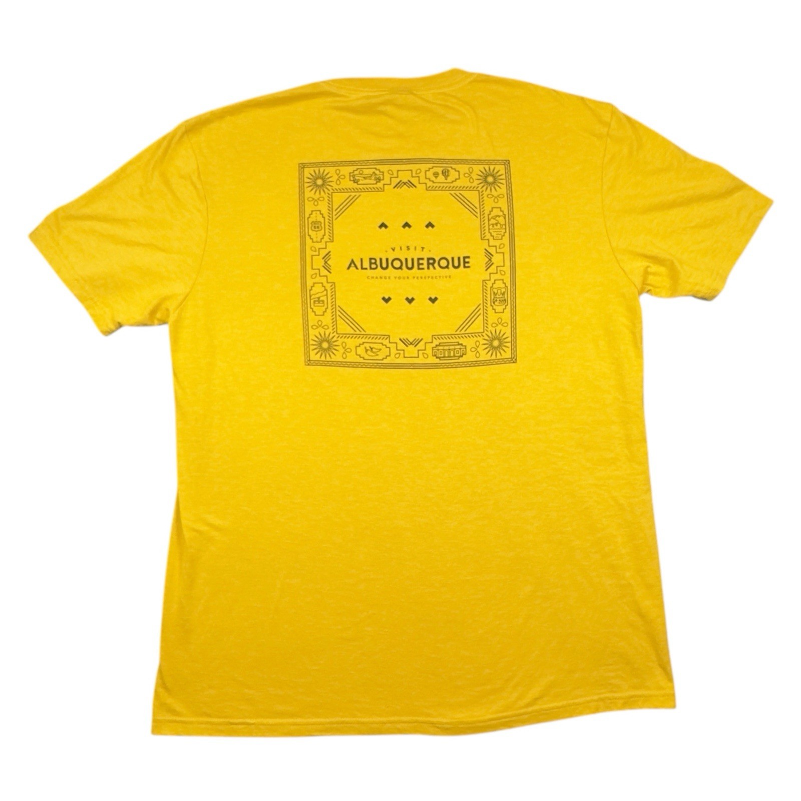 Visit Albuquerque Graphic T-Shirt Size L Yellow Tri-Blend Tourist Promo Tee