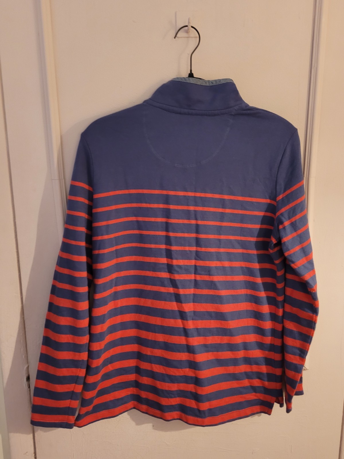 L.L.Bean womens M Regular Henley Long Sleeve Striped T-Shirt Blue Red Gray