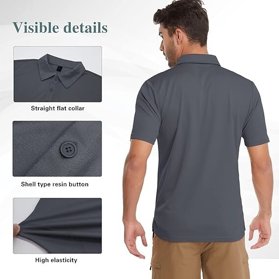 Mens Polo Shirts Short Sleeve Casual Quick Dry Team Tactical Combat Work Golf