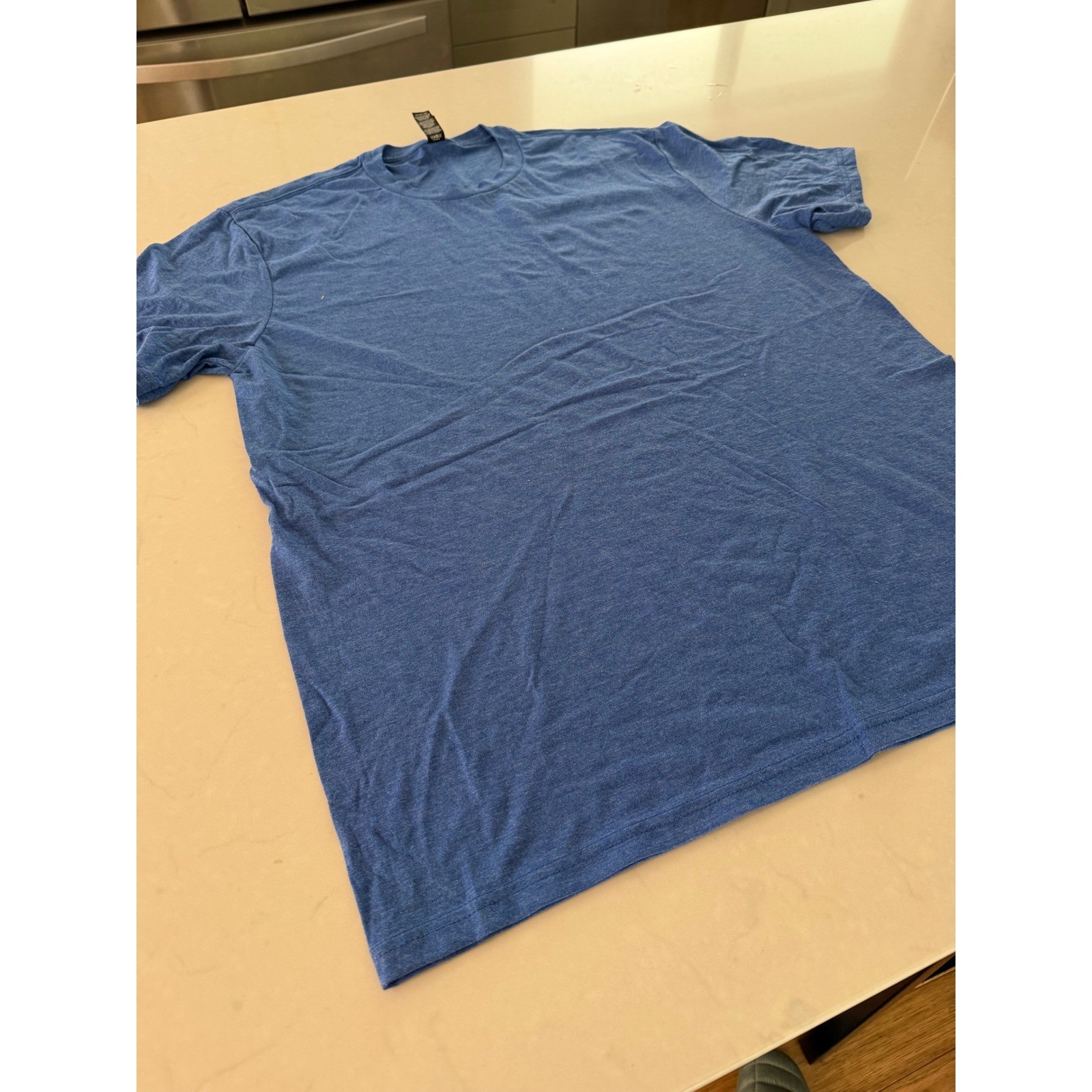 District Perfect Tri Crew Neck Tee Mens Large Heather Royal Blue Tri-Blend Shirt
