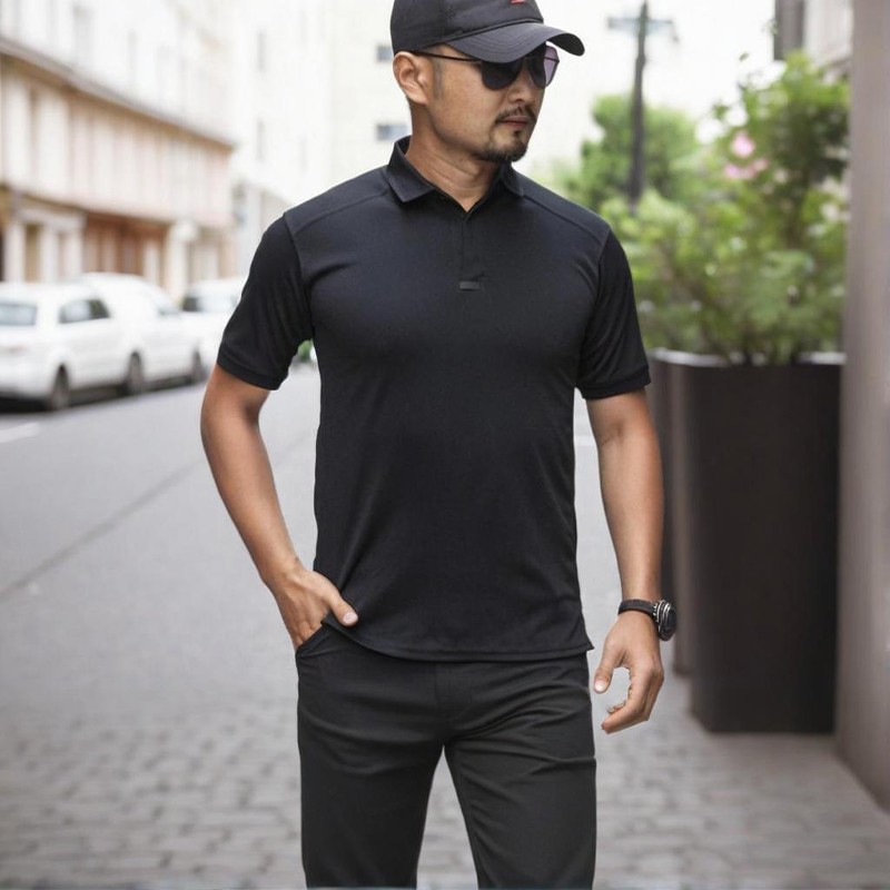 Mens Polo Shirts Short Sleeve Casual Quick Dry Team Tactical Combat Work Golf