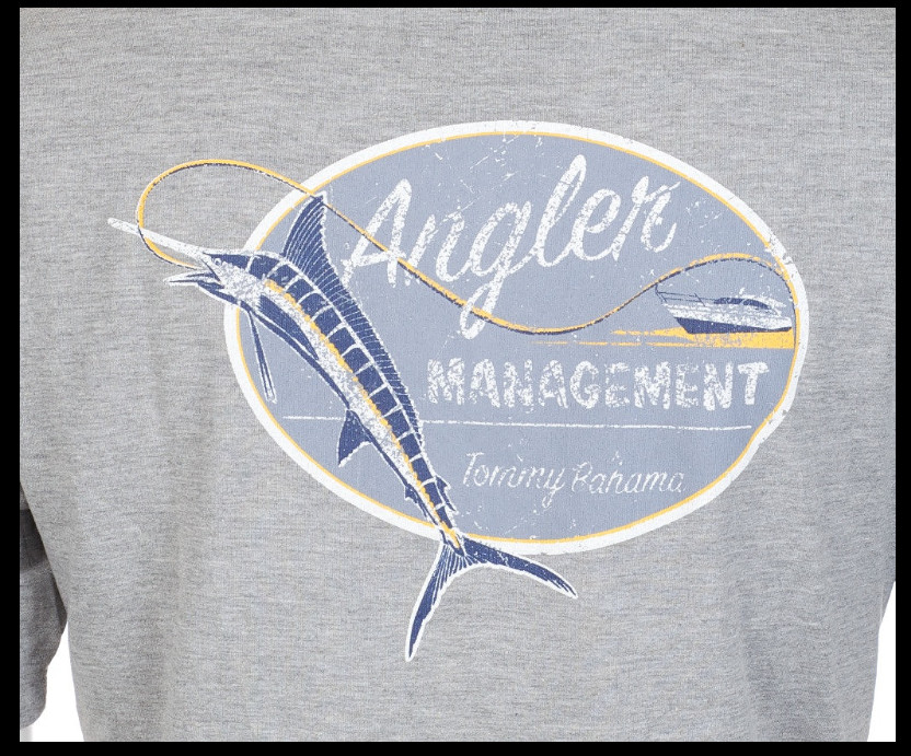 $45 TOMMY BAHAMA Heather Grey ANGLER MANAGEMENT Relaxed Fit Short Sleeve T-shirt