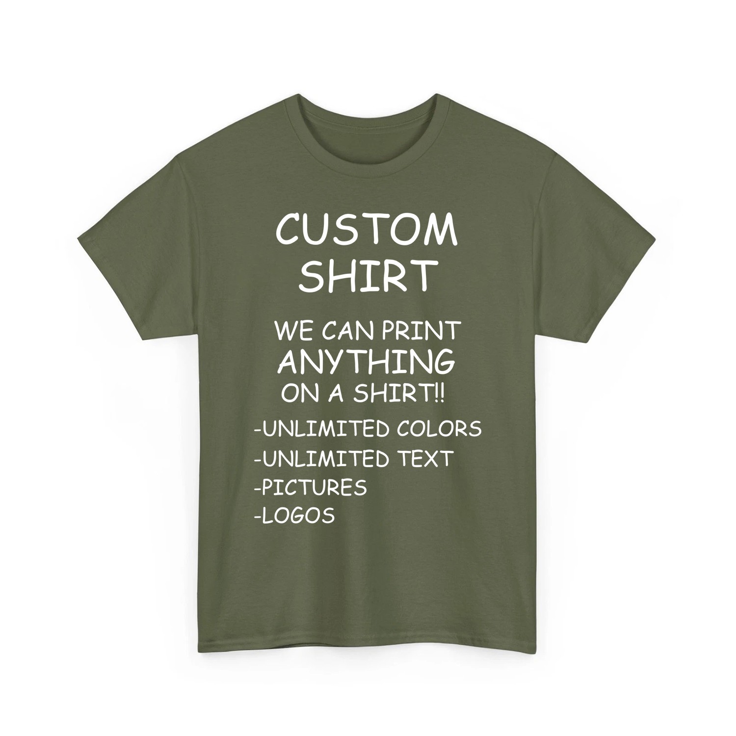 Custom Shirt We Print Anything Unlimited Text Logo Photo Personalized Unisex Tee