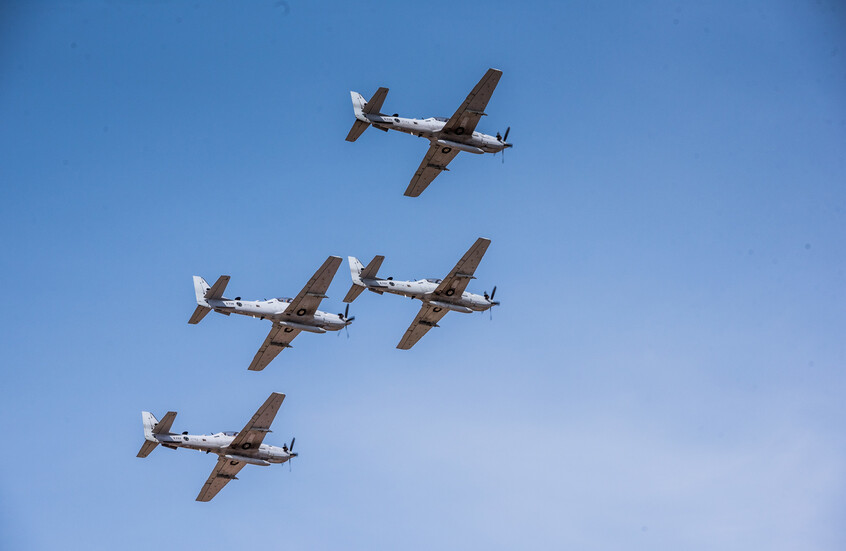 قاعدة رياق الجوية، سهل البقاع، لبنان - 30 سبتمبر 2018: عرض جوي متقن لطائرة سيسنا في أول يوم مفتوح للقوات الجوية اللبنانية. / Gettyimages.ru
