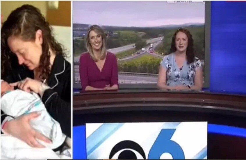 مذيعة تدخل المخاض على الهواء / screenshot