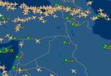 لقطة لحركة الطيران في أجواء الشرق الأوسط في ظل التوتر العسكري بين إسرائيل وإيران / flightaware.com