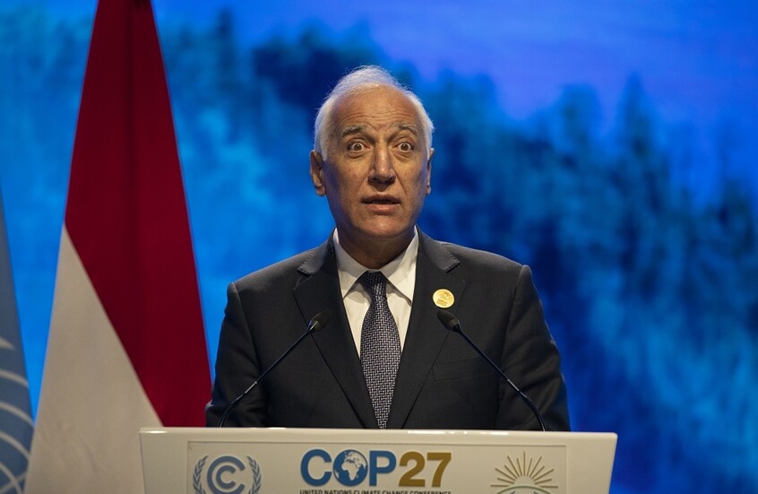 رئيس أرمنيا خاتشاتوريان يلقي خطابه خلال قمة المستوى الرفيع لمؤتمر التغير المناخي COP27- مصر، نوفمبر 2022. / Globallookpress