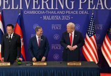 الرئيس الأمريكي دونالد ترامب ورئيسا وزراء كمبوديا وتايلاند