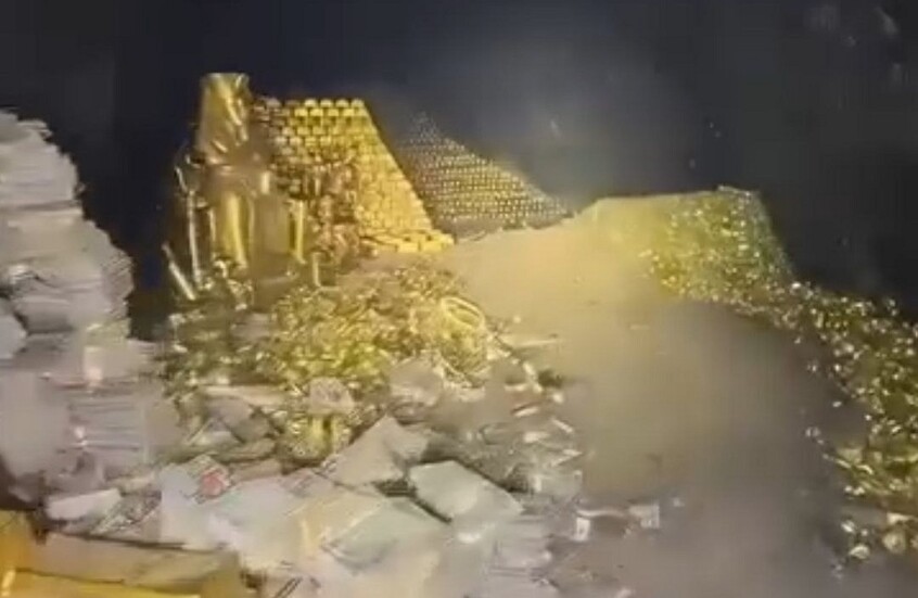 لقطة من مقطع الفيديو الذي تداوله السوريون عن المغارة المزعومة