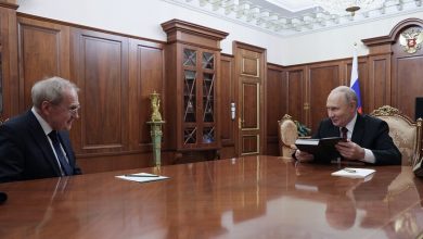 الرئيس الروسي فلاديمير بوتين يجتمع مع رئيس المحكمة الدستورية الروسية فاليري زوركين / Sputnik