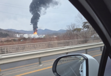 موقع الحريق في مدينة "جيونجسان" جنوب شرقي كوريا الجنوبية / يونهاب