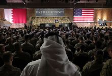 الرئيس الأمريكي دونالد ترامب في قاعدة العديد في قطر / Gettyimages.ru